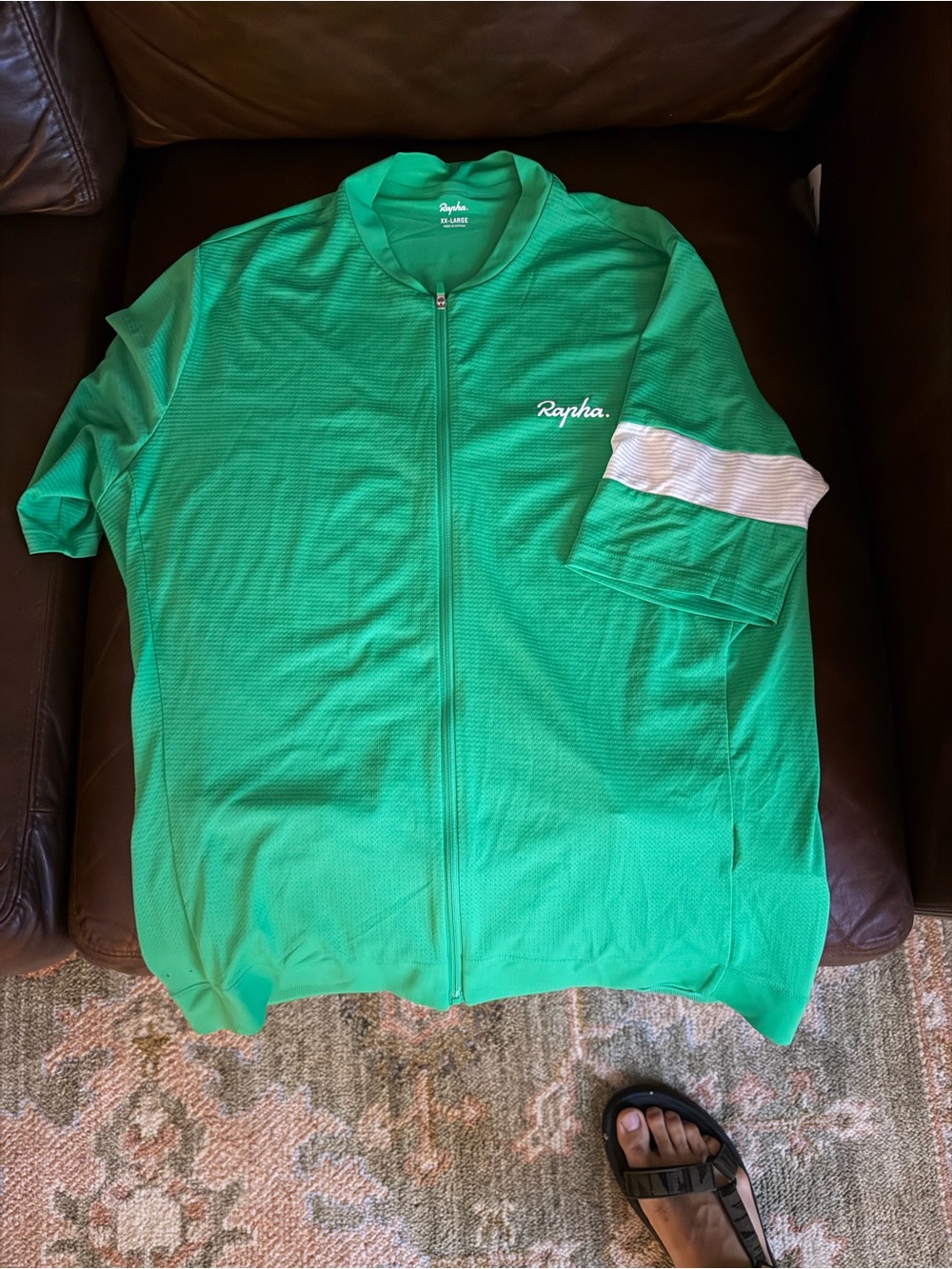Rapha Green Lightweight Cycling Shirt Jacket with White Sleeve Stripe